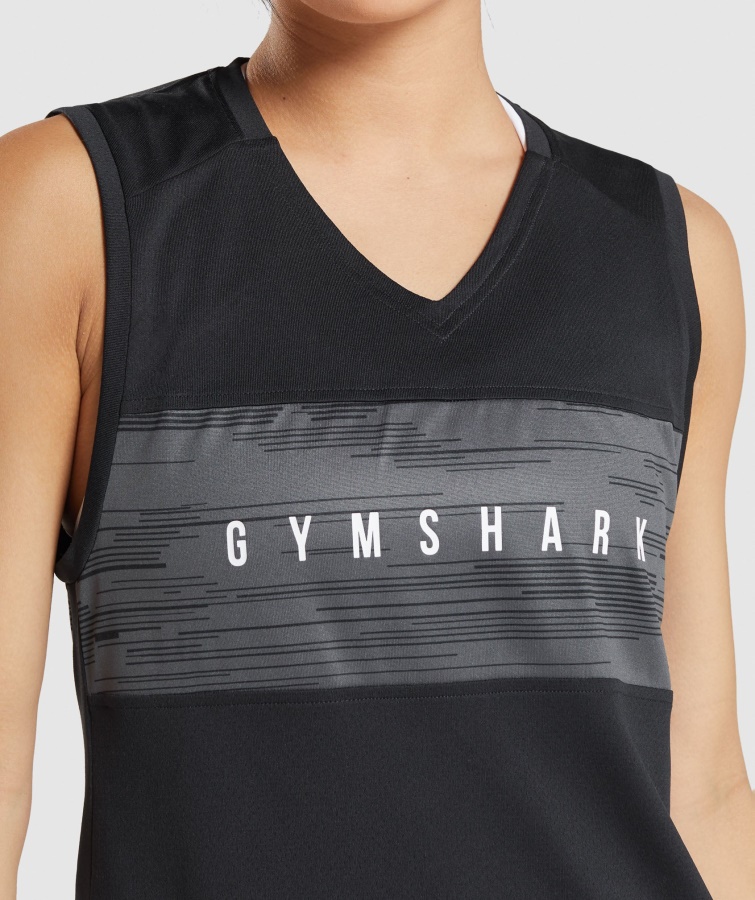 Gymshark Sport Løs Tank Sort Print