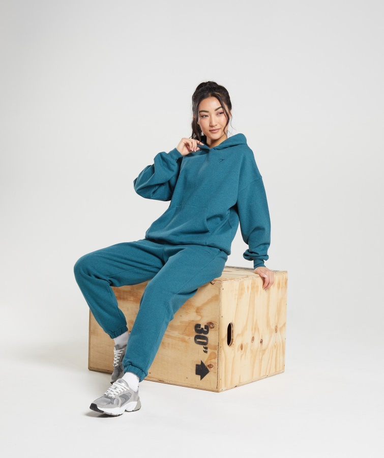 Gymshark Stål Blå Mergel Hviledag Sweats Hættetrøje