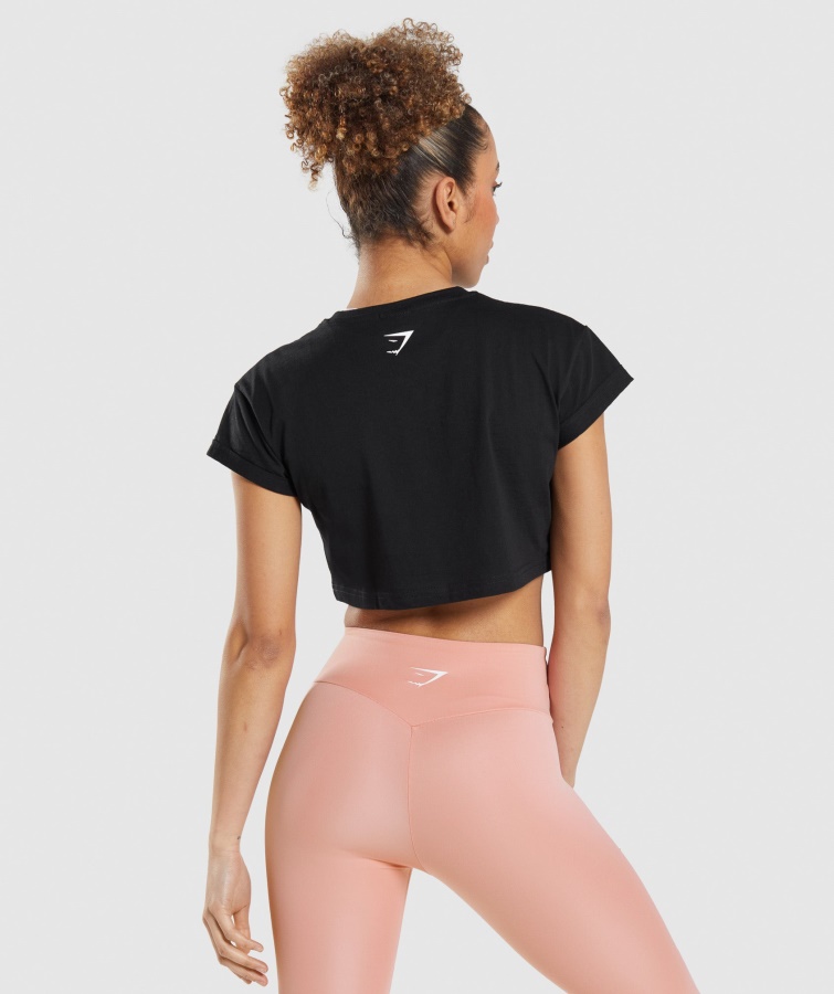 Gymshark Klistermærkepakke Crop Tee Sort
