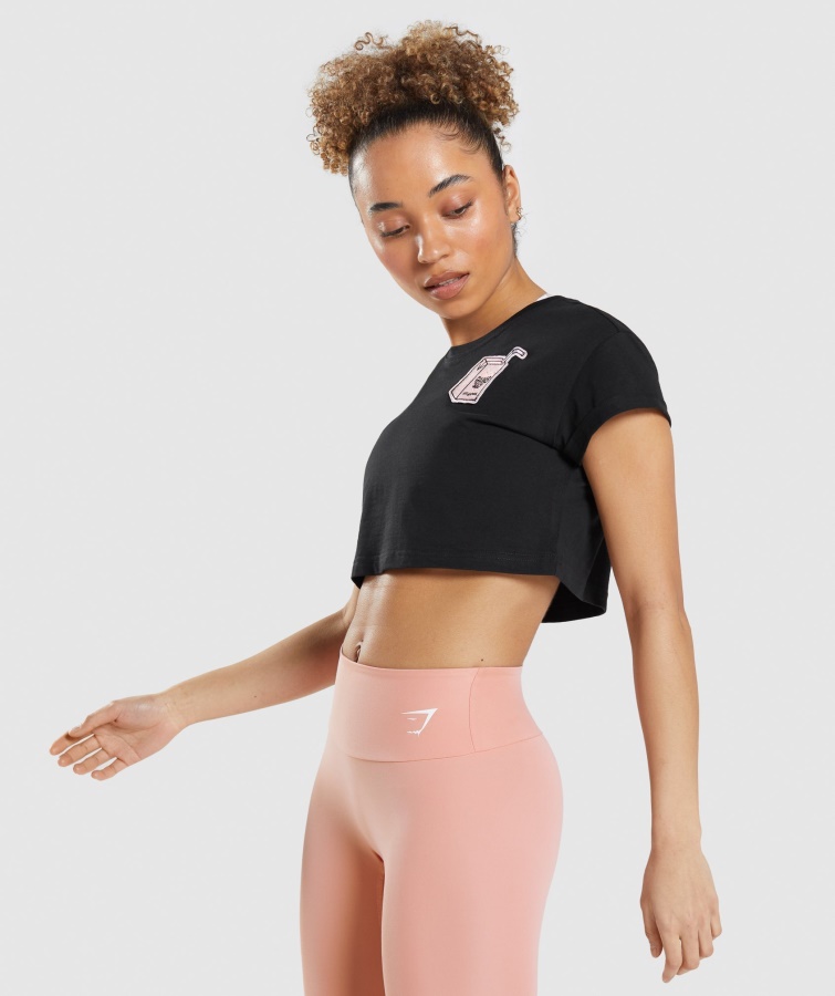 Gymshark Klistermærkepakke Crop Tee Sort
