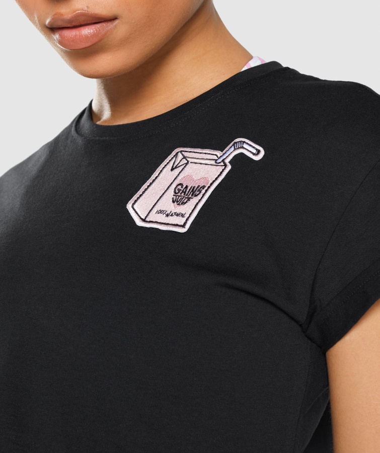 Gymshark Klistermærkepakke Crop Tee Sort