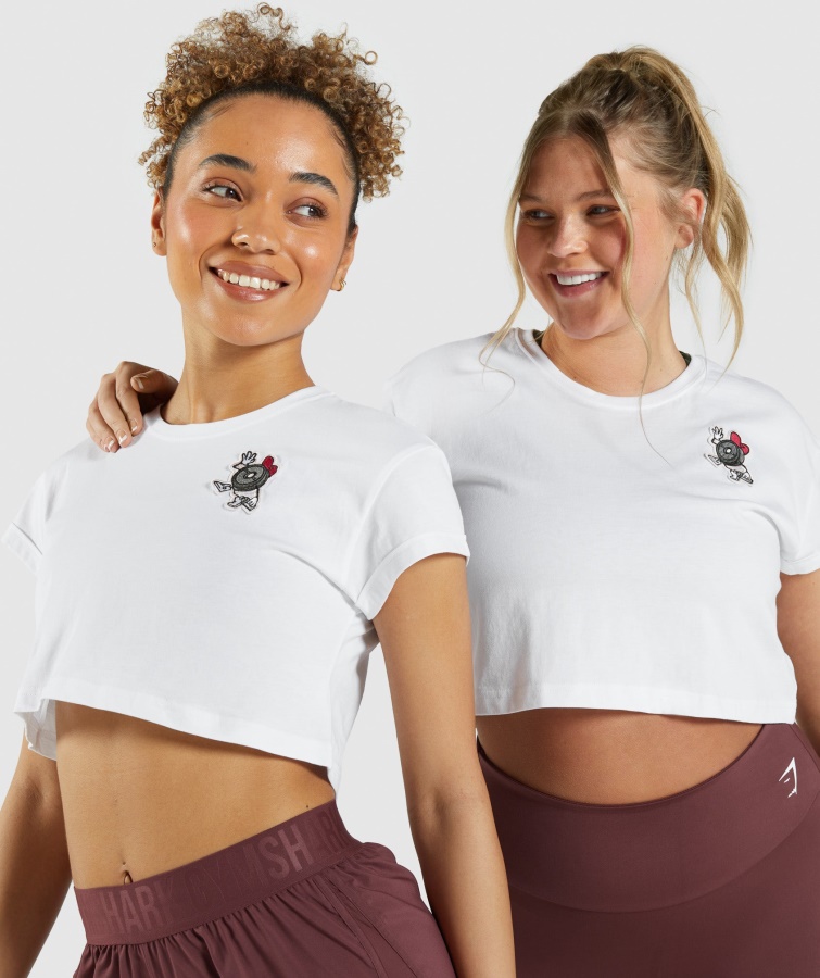 Gymshark Klistermærkepakke Crop Tee Hvid