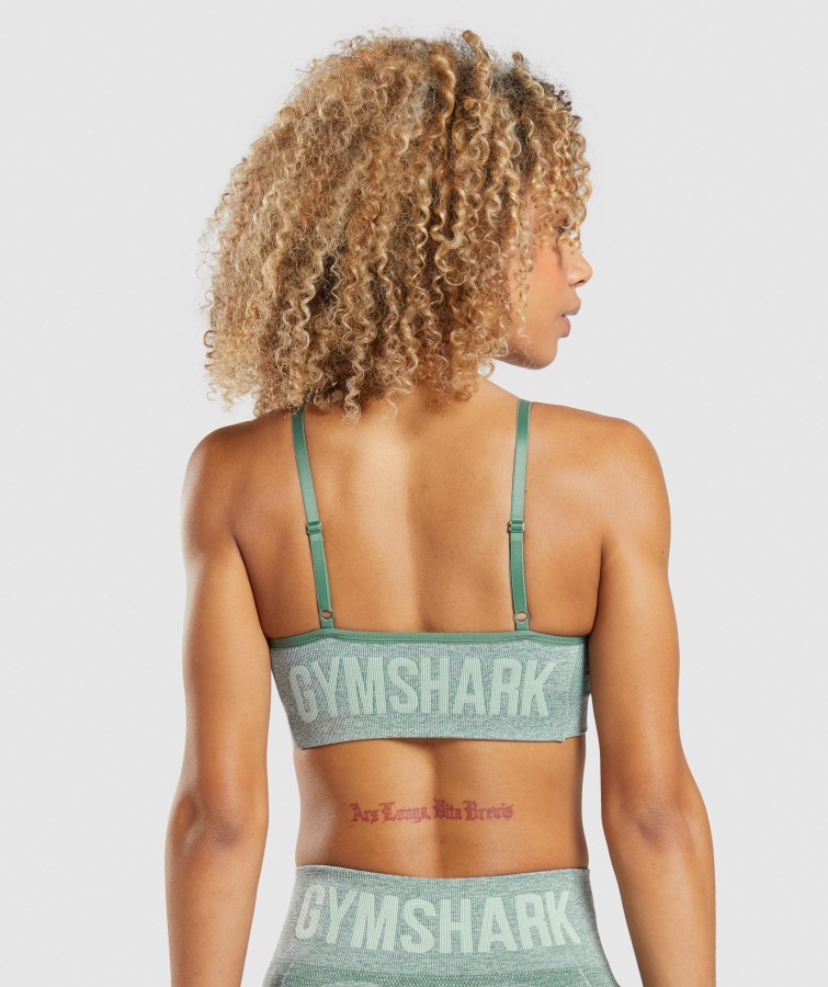 Gymshark Studio Green Marl Flex Sports-bh Med Stropper