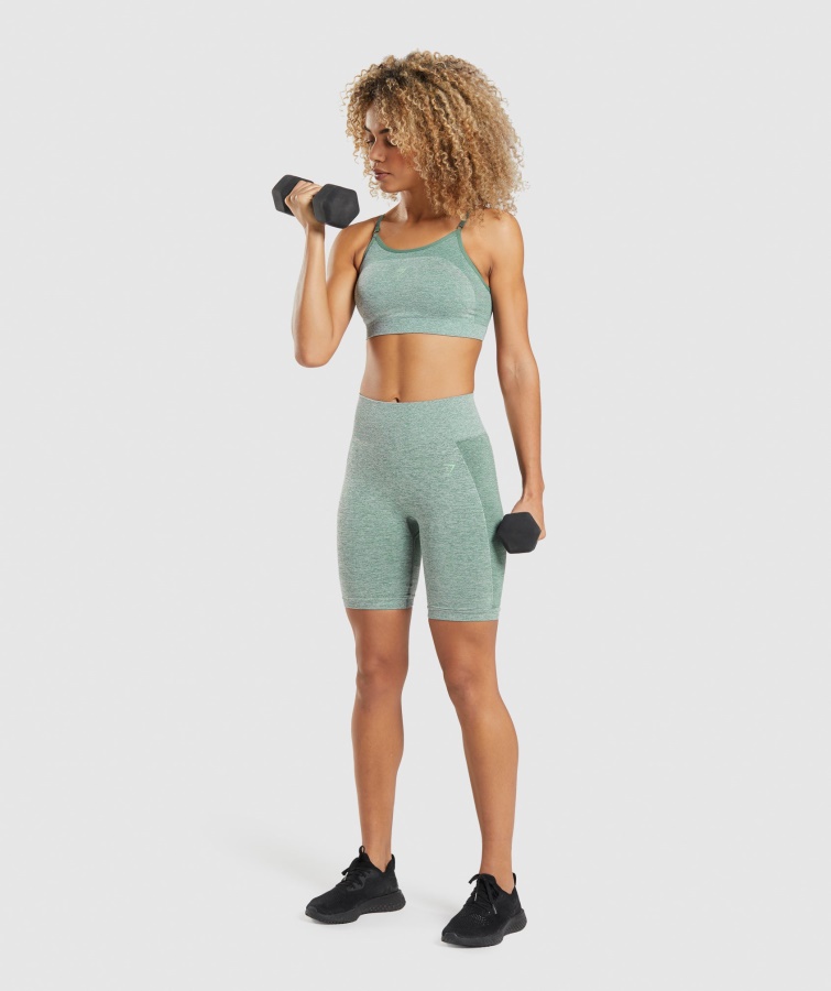 Gymshark Studio Green Marl Flex Sports-bh Med Stropper