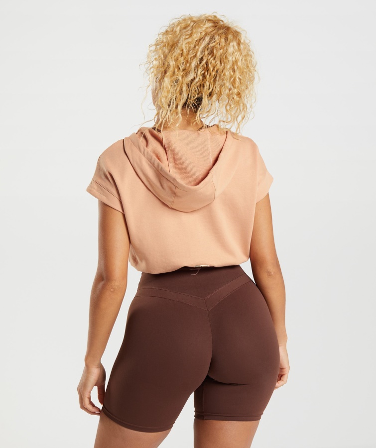 Gymshark Sunset Beige Whitney Cropped ærmeløs Hættetrøje
