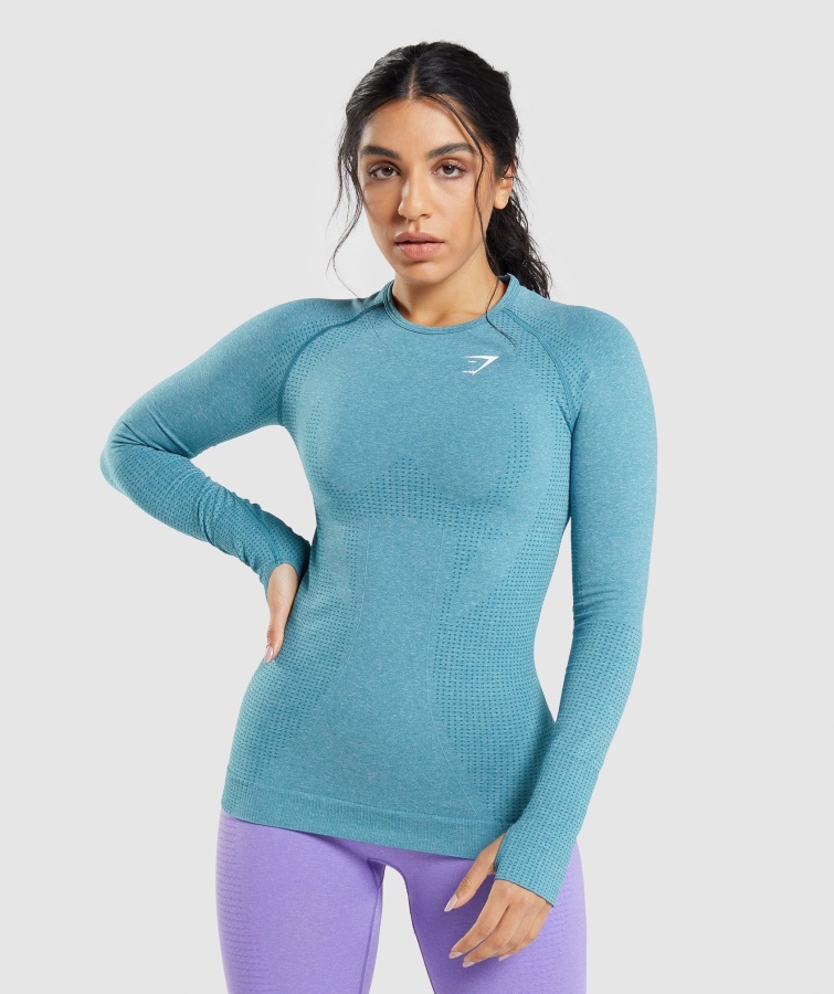Gymshark Tahoe Teal Marl Vital Sømløs 2.0 Langærmet Top