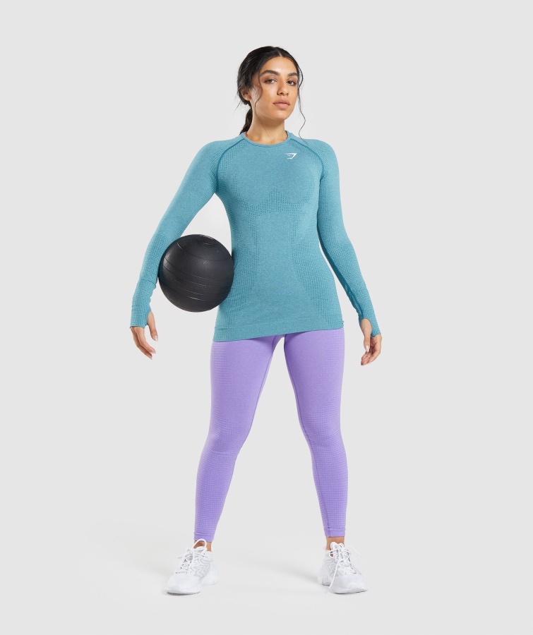 Gymshark Tahoe Teal Marl Vital Sømløs 2.0 Langærmet Top