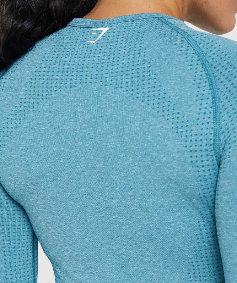 Gymshark Tahoe Teal Marl Vital Sømløs 2.0 Langærmet Top