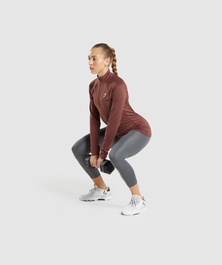 Gymshark Træning 1-4 Lynlås Kirsebærbrun