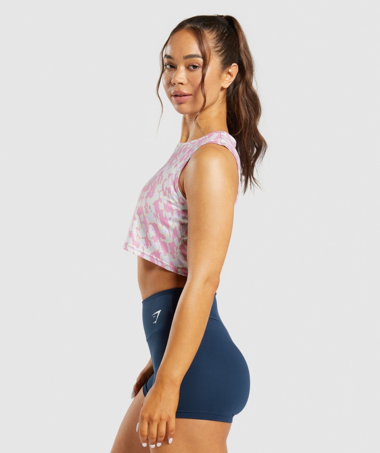 Gymshark Træning Afgrøde Tank Pink Print