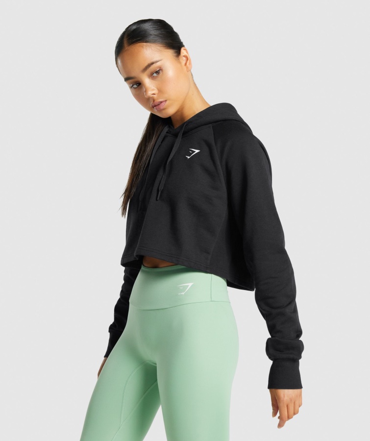 Gymshark Træning Cropped Hættetrøje Sort