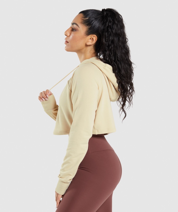 Gymshark Træning Cropped Hættetrøje Vanilje Brun