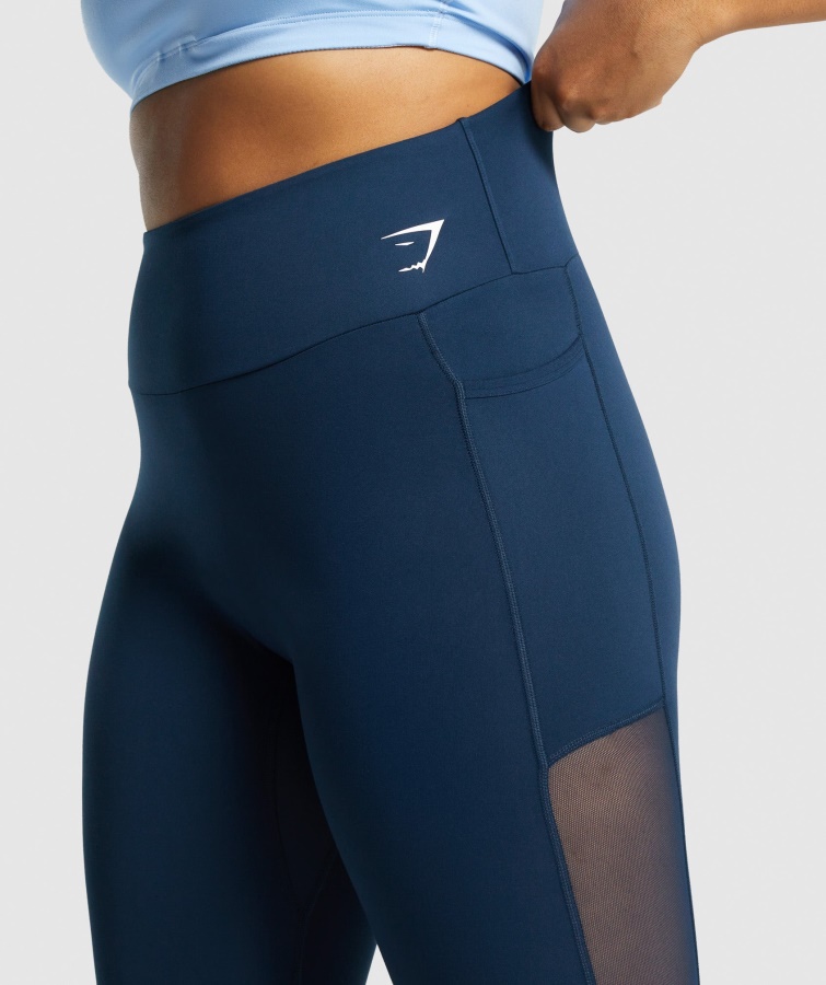 Gymshark Træning Mesh Lommeleggings Marineblå