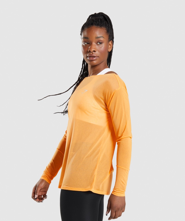 Gymshark Træning Oversized Langærmet T-shirt Abrikos Orange