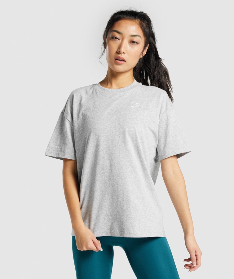 Gymshark Træning Oversized T-shirt Lysegrå Mergel