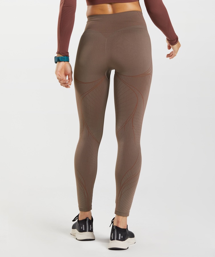 Gymshark Trøffel Brun-kirsebærbrune Apex Sømløse Leggings