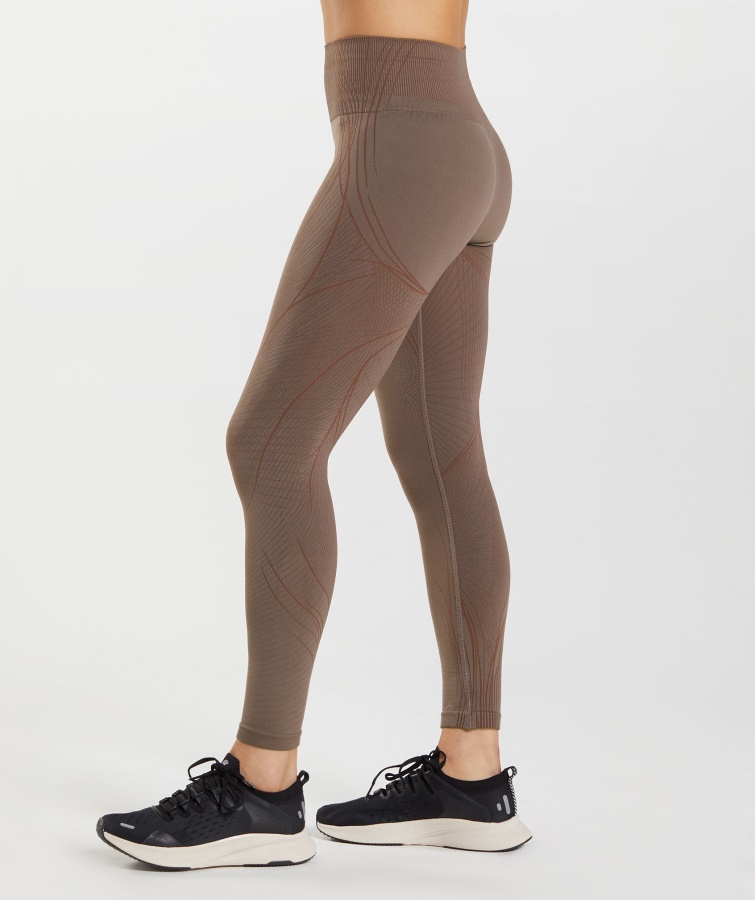 Gymshark Trøffel Brun-kirsebærbrune Apex Sømløse Leggings