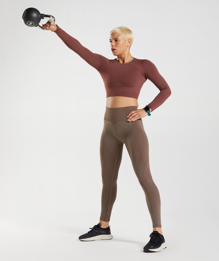 Gymshark Trøffel Brun-kirsebærbrune Apex Sømløse Leggings