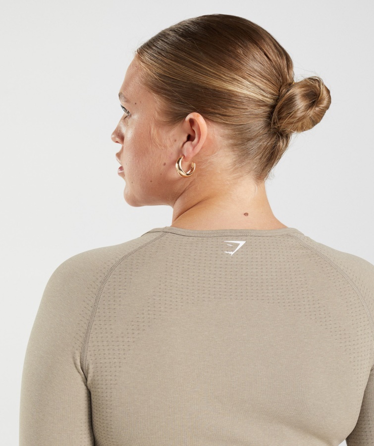 Gymshark Vanilje Brun Marl Vital Sømløs 2.0 Crop Top