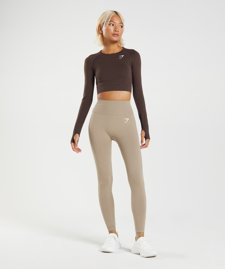 Gymshark Vanilje Brun Marl Vital Seamless 2.0 Leggings