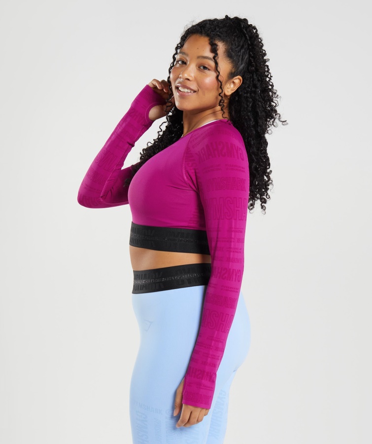 Gymshark Vision Langærmet Crop Top Dragon Pink