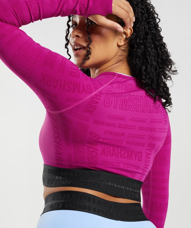 Gymshark Vision Langærmet Crop Top Dragon Pink