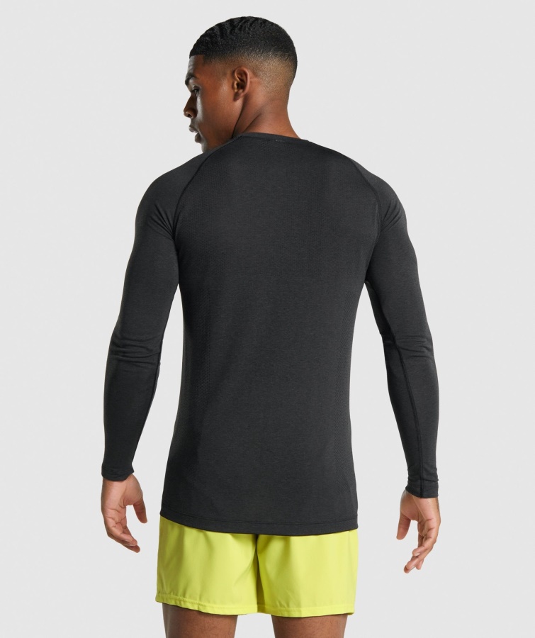 Gymshark Vital Light Sømløs Langærmet T-shirt Sort Mergel