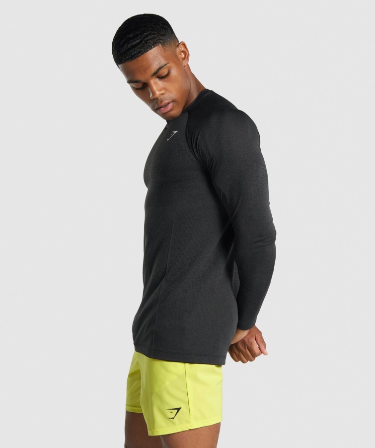 Gymshark Vital Light Sømløs Langærmet T-shirt Sort Mergel