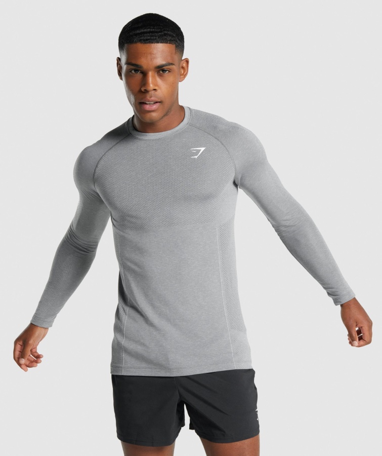 Gymshark Vital Light Sømløs Langærmet T-shirt Charcoal Merg