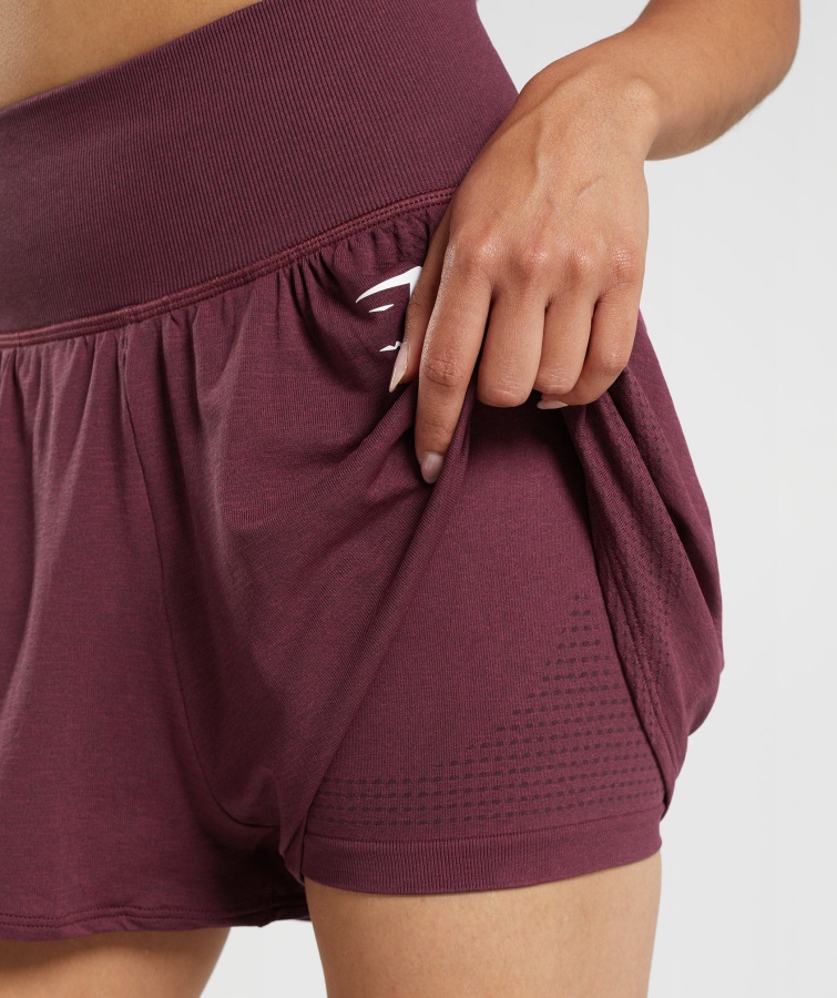 Gymshark Vital Sømløs 2.0 2-i-1 Shorts Bagt Rødbrun Mergel