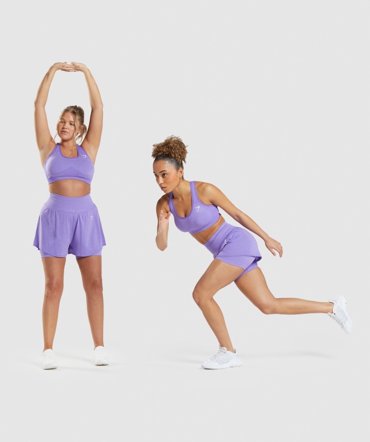 Gymshark Vital Seamless 2.0 2-i-1 Shorts Lys Lilla Mergel