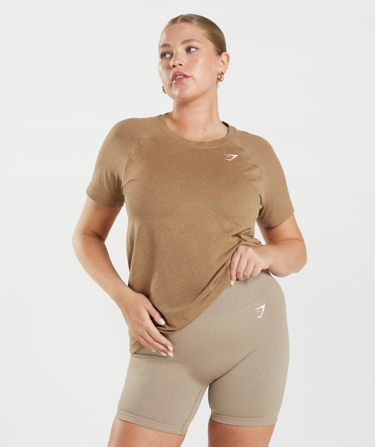 Gymshark Vital Seamless 2.0 Let T-shirt Fawn Merg