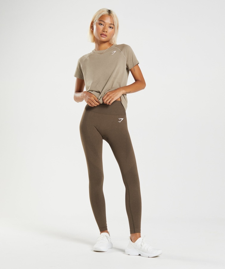 Gymshark Vital Seamless 2.0 Lys T-shirt Vaniljebrun Mergel