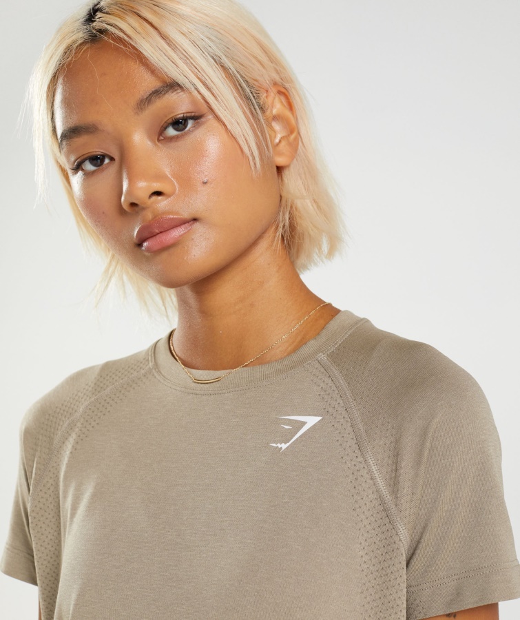 Gymshark Vital Seamless 2.0 Lys T-shirt Vaniljebrun Mergel