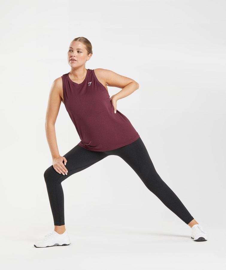 Gymshark Vital Seamless 2.0 Light Tank Bagt Maroon Mergel