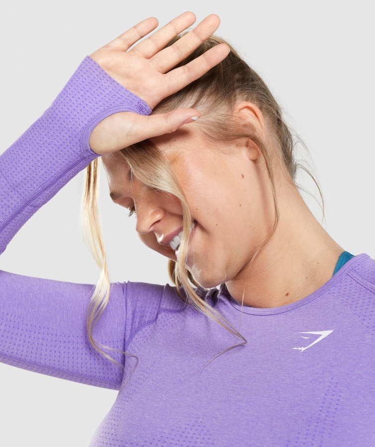 Gymshark Vital Sømløs 2.0 Langærmet Top Lys Lilla Mergel