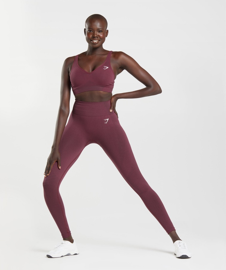 Gymshark Vital Sømløs 2.0 V-hals Sports-bh Bagt Rødbrun Mergel