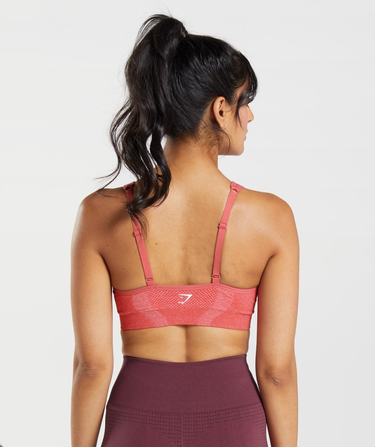 Gymshark Vital Sømløs 2.0 V-hals Sports-bh Chili Rød Mergel