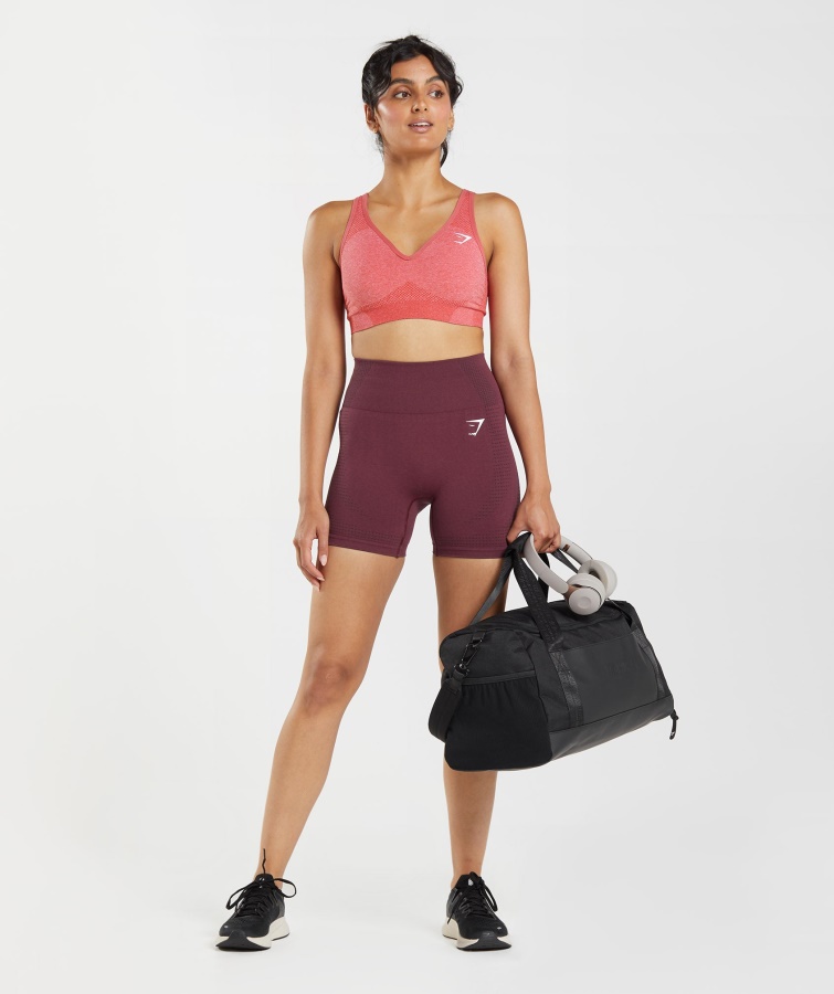 Gymshark Vital Sømløs 2.0 V-hals Sports-bh Chili Rød Mergel