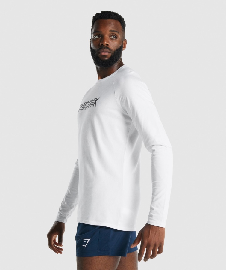 Gymshark Hvid Apollo Langærmet T-shirt