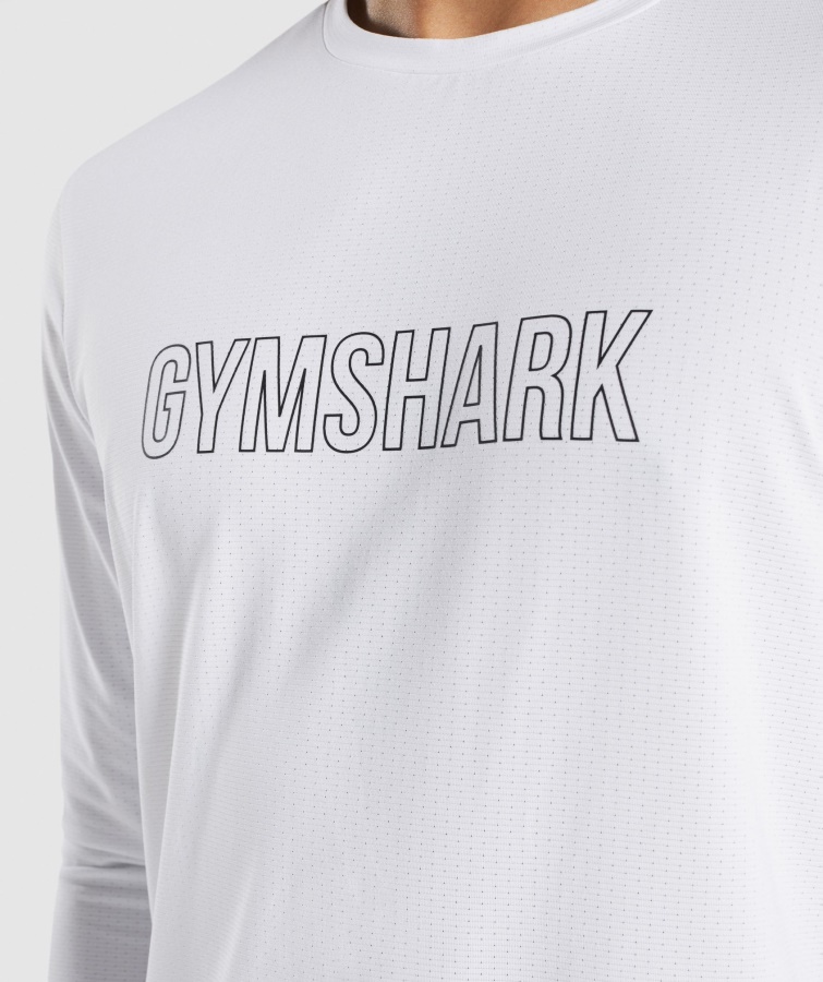 Gymshark Hvid Ankomst Grafisk Langærmet T-shirt