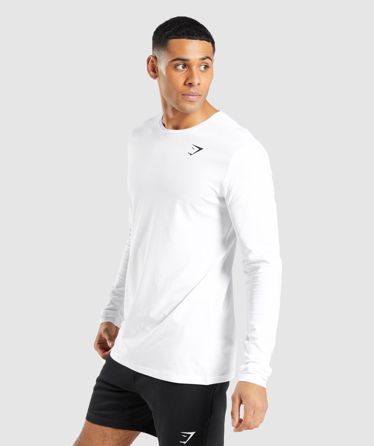 Gymshark Hvid Essentiel Langærmet T-shirt
