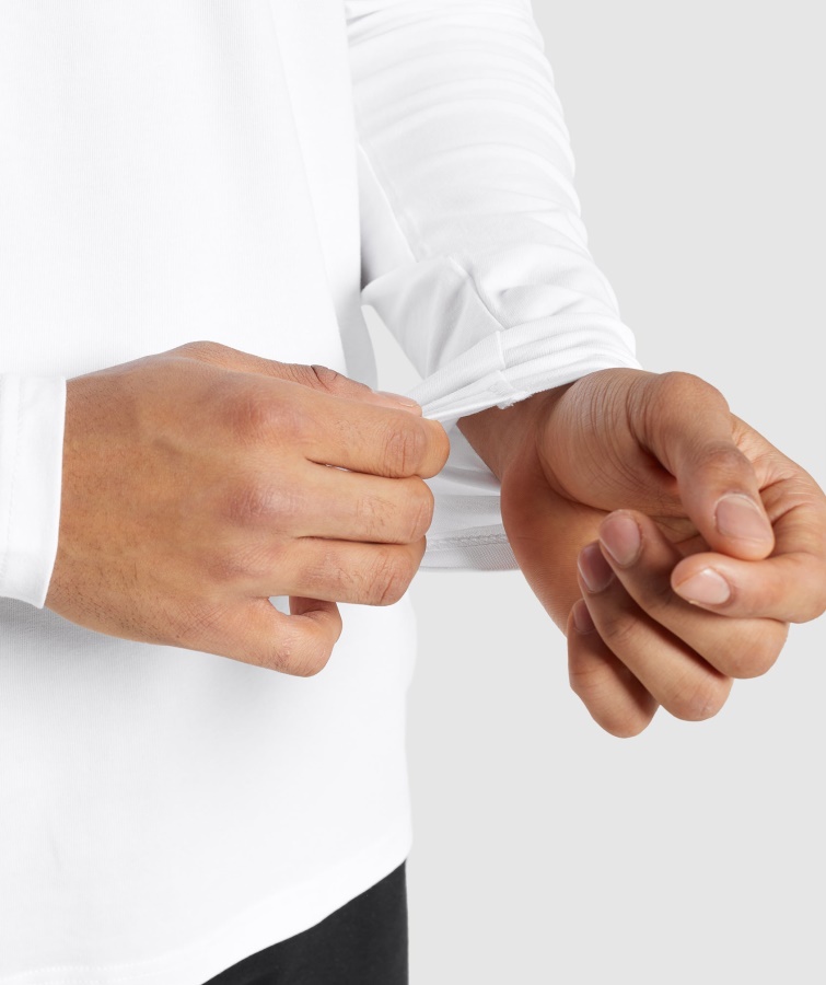 Gymshark Hvid Essentiel Langærmet T-shirt