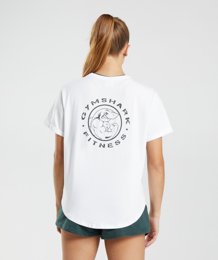 Gymshark Hvid Legacy Grafisk T-shirt