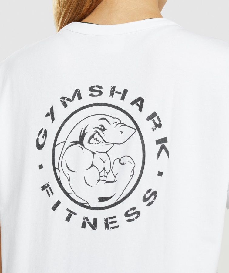 Gymshark Hvid Legacy Grafisk T-shirt