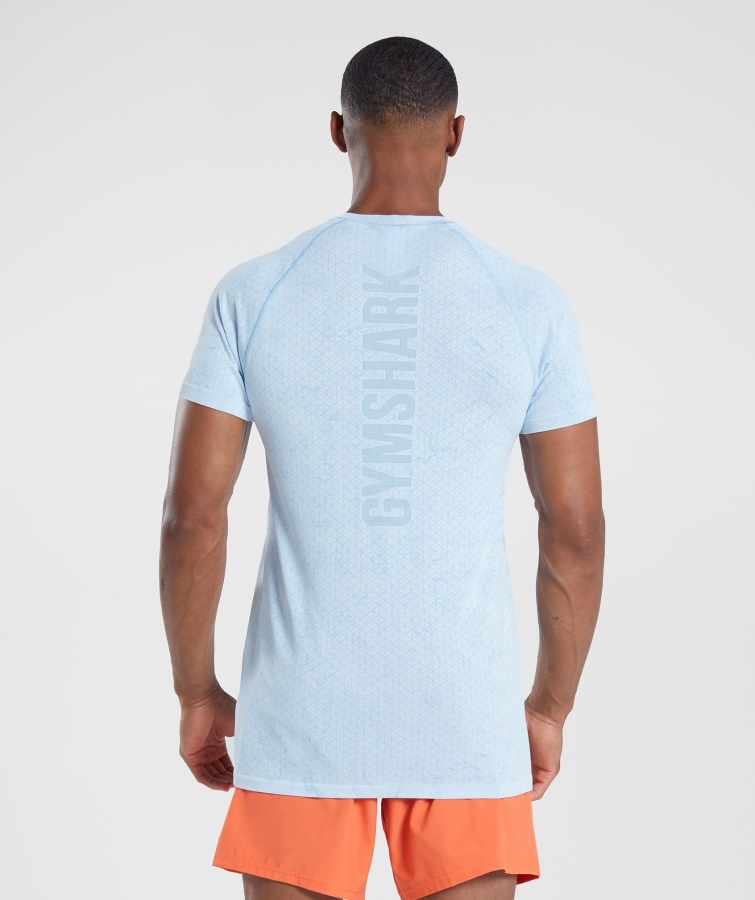 Gymshark Hvid-månesten Blå Geo Sømløs T-shirt