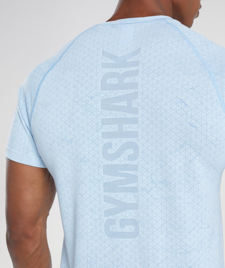 Gymshark Hvid-månesten Blå Geo Sømløs T-shirt