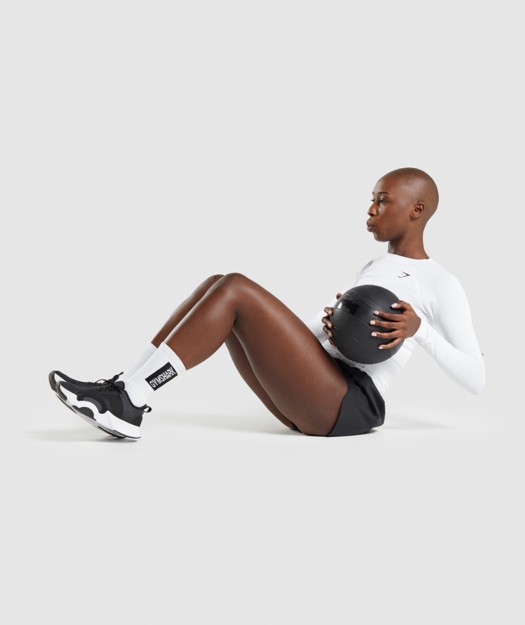 Gymshark Hvid Træning Baselayer Langærmet Top