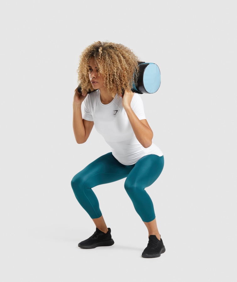 Gymshark Hvid Trænings-t-shirt Med Baselayer