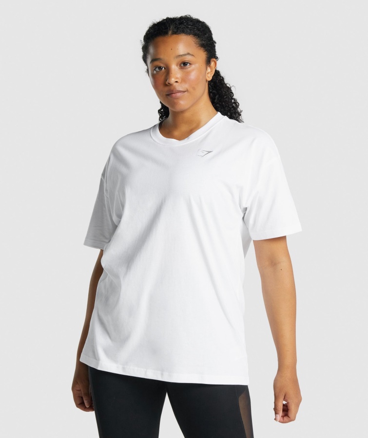 Gymshark Hvid Træning Oversized T-shirt